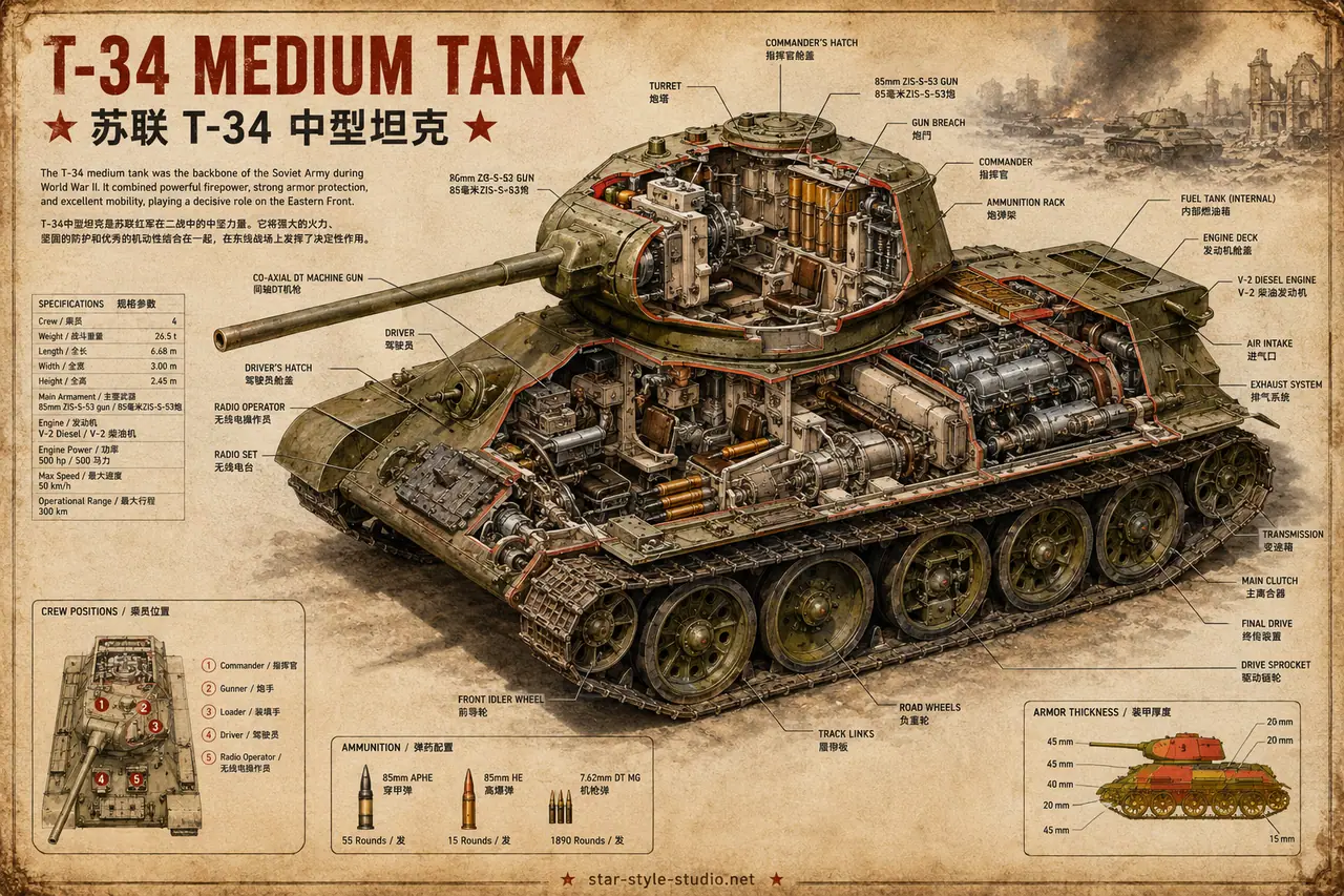 T-34 anatomy plate
