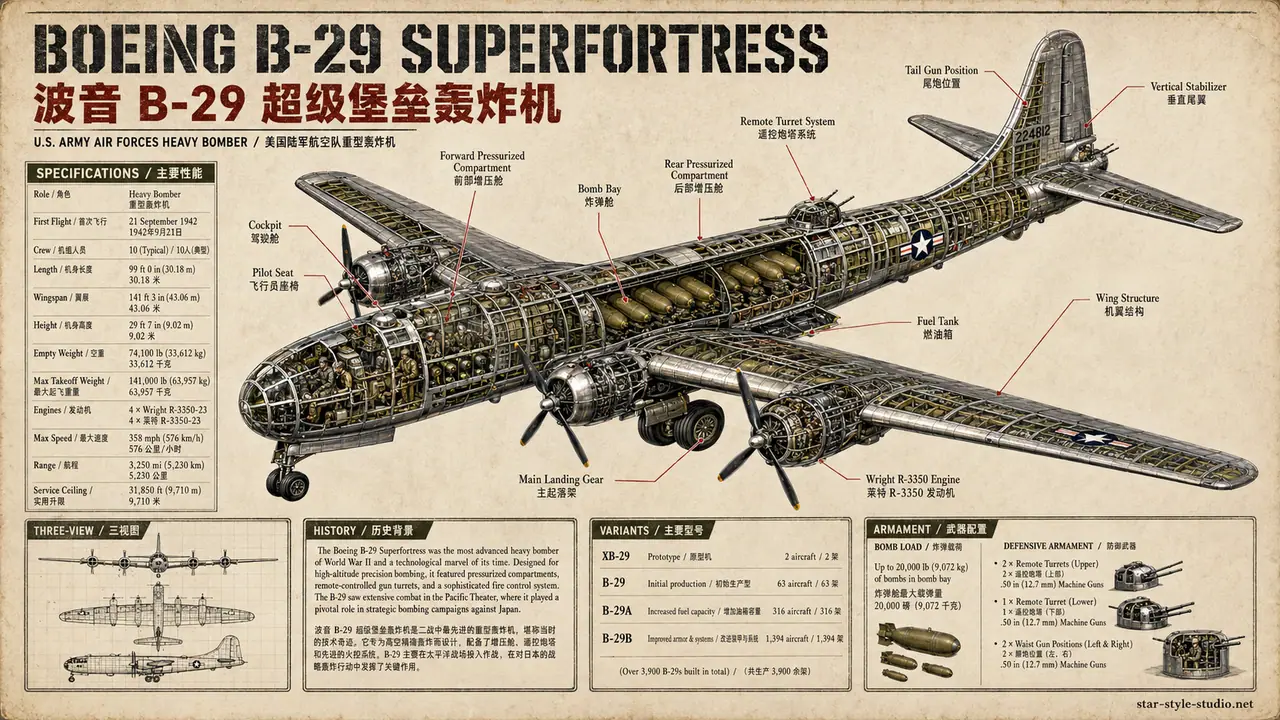 Boeing B-29 anatomy plate